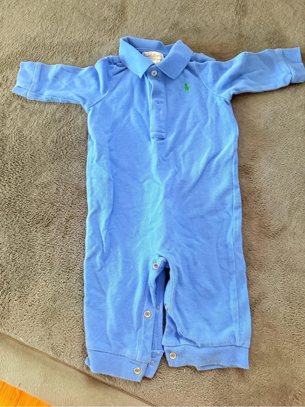 Ralph Lauren Kids Light Blue Polo Bodysuit with Green Pony